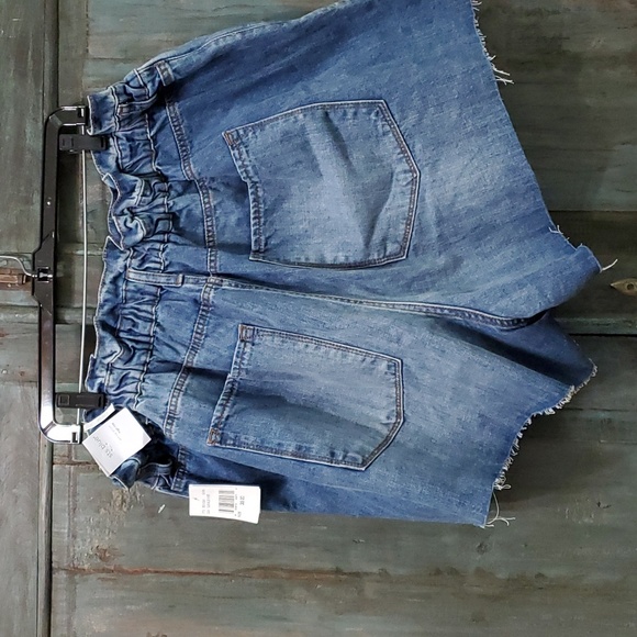 STS BLUE High Rise Raw Hem Elastic Waist Denim Emilia Shorts, Size 35/20,  NWT - Picture 2 of 13